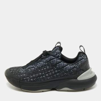 Dior Black/Grey Oblique Cannage Neoprene and Rubber B24 Sneakers Size 44