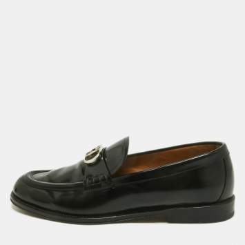 Pre Owned Dior Black Leather Granville CD Logo Penny Loafers Size 43