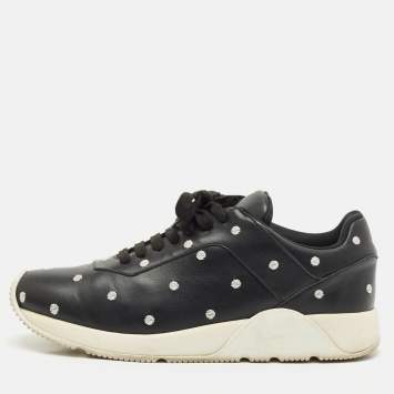 Pre Owned Dior Black Leather Polka Dot Low Top Sneakers Size 42