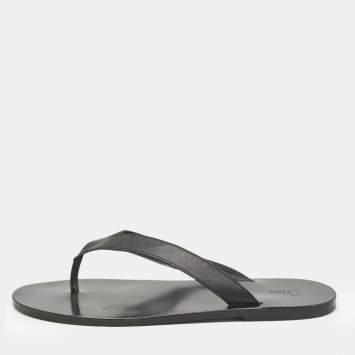 Pre Owned Dior Black Leather Thong Flat Sandals Size 45