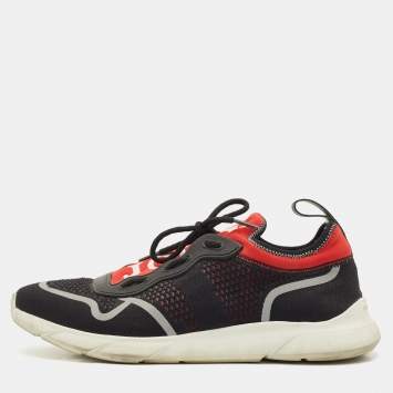 Pre Owned Dior Black/Red Knit Fabric and Neoprene B21 Sneakers Size 42