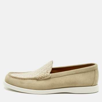 Pre Owned Dior Beige Suede and Canvas Granville Loafers Size 45