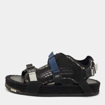 Pre Owned Dior Tricolor Jacquard Atlas  Slingback Sandals Size 41