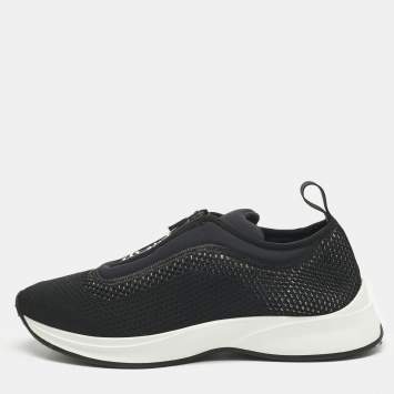 Pre Owned Dior Black Knit Fabric and Neoprene B25 Sneakers Size 40