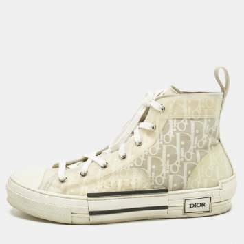 Pre Owned Dior White Oblique Mesh and Rubber B23 Sneakers Size 42