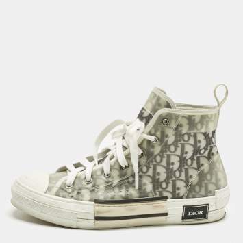 Pre Owned Dior Transparent/Grey Mesh and PVC B23 High Top Sneakers Size 43