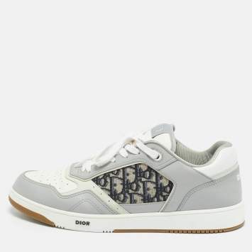 Pre Owned Dior White/Grey Leather B27 Low Top Sneakers Size 46