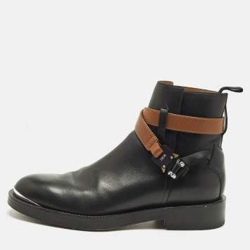 Pre Owned Dior Black Leather Evidence Jodhpur Buckle Ankle Length Boots Size 41