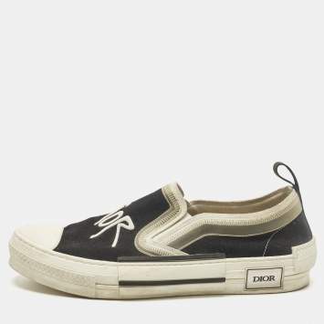 Pre Owned Dior B23 Size 42 Black Canvas and Rubber Slip On Sneakers