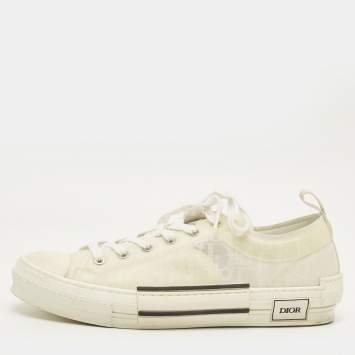 Pre Owned Dior B23 Size 45 White Mesh and Rubber Lace Up Sneakers