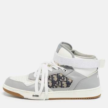 Pre Owned Dior B27 Size 45 Multicolor Jacquard and Leather High Top Sneakers