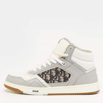 Pre Owned Dior B27 Size 46 Multicolor Jacquard and Leather High Top Sneakers