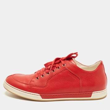 Pre Owned Dior Homme Size 43 Red Leather Lace Up Sneakers