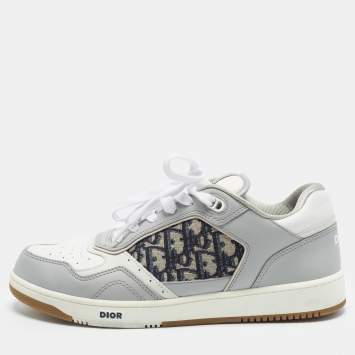 Pre Owned Dior Size 44 Tricolor Oblique Jacquard and Leather Lace Up Sneakers