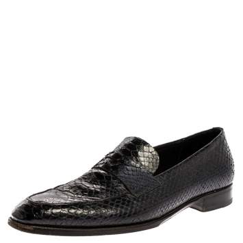 Pre Owned Dior Black Python Leather Penny Loafers Size 44