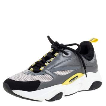 Pre Owned Dior Grey Mesh, Suede and Leather B22 Runner Sneakers Size 43