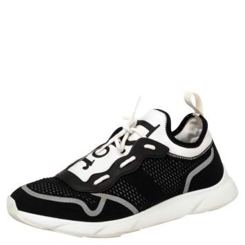 Pre Owned Dior Black/White Technical Knit Fabric B21 Neo Low Top Sneakers Size 43