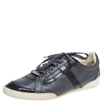 Pre Owned Dior Grey Patent Leather and Leather Low Top Sneaker Size 41