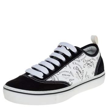 Pre Owned Dior White/Black Suede And Leather Atelier Sneakers Size 41