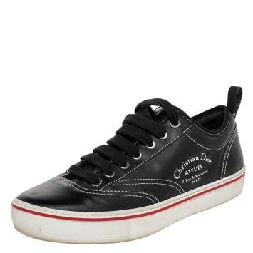 Pre Owned Dior Black Leather Atelier Low Top Sneakers Size 41.5