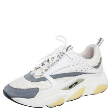 Pre Owned  Dior White/Grey Leather And Mesh Trainers Sneakers Size 45