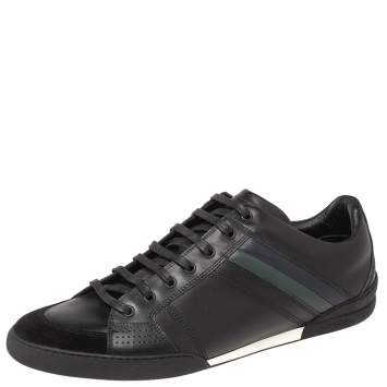 Pre Owned Dior Black Leather And Suede Lace Up Sneakers Size 45