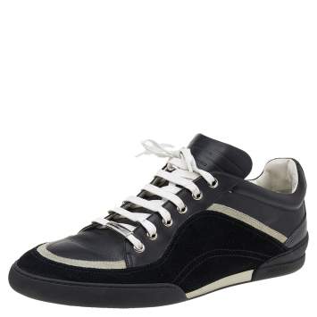 Pre Owned Dior Homme Black/White Leather and Suede Low Top Sneakers Size 42.5