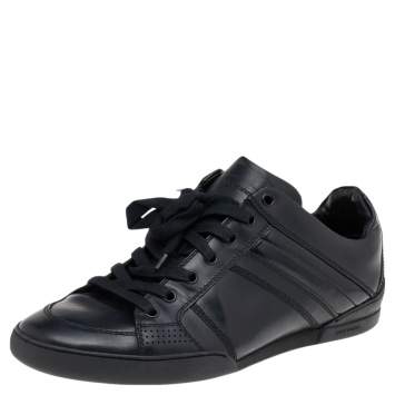 Pre Owned Dior Homme Black Patent and Leather Low Top Sneakers Size 39.5