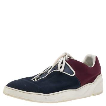 Pre Owned Dior Navy Blue/Burgundy Fabric And Leather B17 Low Top Sneakers Size 43