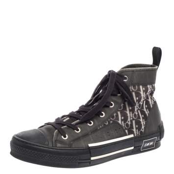 Pre Owned Dior Black Mesh And Oblique B-23 High Top Sneakers Size 43