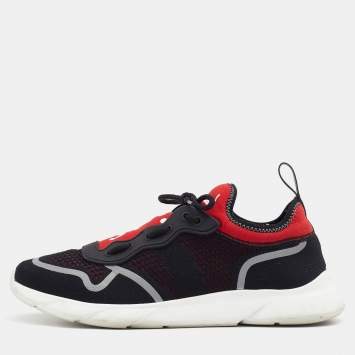 Pre Owned Dior Homme Black/Red Knit Fabric B21 Neo Athletic Sneakers Size 42.5