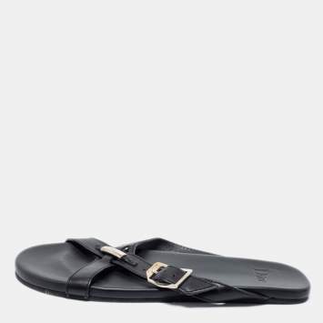 Pre Owned Dior Black Leather Crisscross Flat Sandals Size 40 