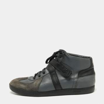 Pre Owned Dior Tri-Color Leather and Suede High-Top Sneakers Size 40.5