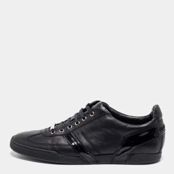 Pre Owned Dior Homme Black Patent and Leather Low-Top Sneakers Size 43
