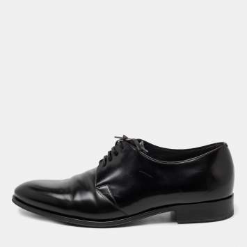 Pre Owned Dior Black Leather Timeless Lace Up Oxford Size 43.5