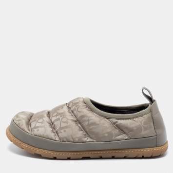 Pre Owned Dior Beige Nylon And Leather  Snow Slip On Sneakers Size 42