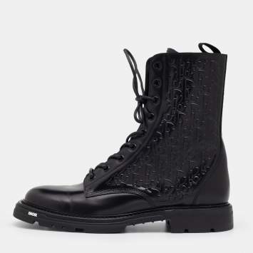 Pre Owned Dior Black Leather Explorer II Boots Size 45