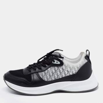 Pre Owned Dior Black/White Suede And Fabric B25 Lace Up Sneakers Size 42