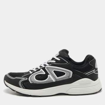 Pre Owned Dior Black/White Mesh and Rubber B30 Sneakers Size 43