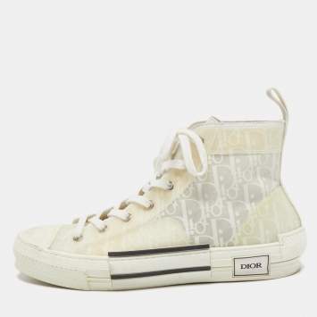 Pre Owned Dior White PVC and Mesh B23 High Top Sneakers Size 43