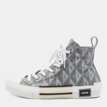 Pre Owned Dior  Grey/White Canvas B23 High Top Sneakers Size 43