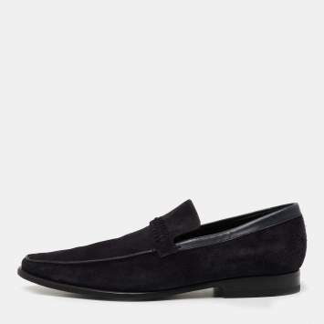 Pre Owned Dior Navy Blue Suede Slip On Loafers Size 43