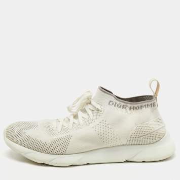 Pre Owned Dior White/Grey Knit B21 Socks Low Top Sneakers Size 42