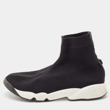 Pre Owned Dior Black Knit Fabric Sock High Top Sneakers Size 39