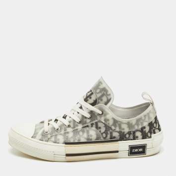 Pre Owned Dior Black/White Logo Print Canvas B23 Sneakers Size 45
