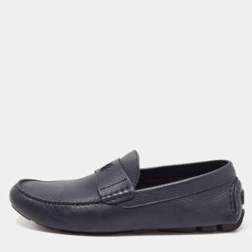 Pre Owned Dior Navy Blue Leather Slip On Loafers Size 43.5