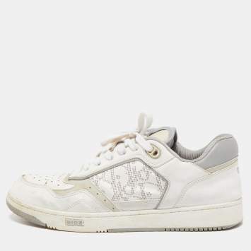 Pre Owned Dior White/Grey Leather B27 Sneakers Size 42
