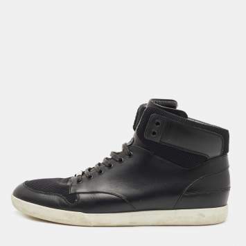 Pre Owned Dior Black Leather and Mesh High Top Sneakers Size 44