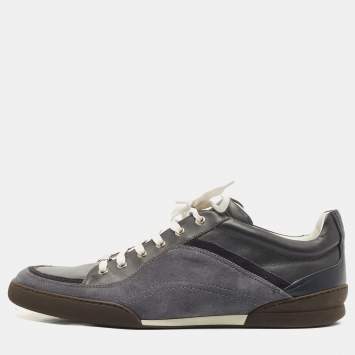 Pre Owned Dior Grey Leather And Suede Low Top Sneakers Size 44