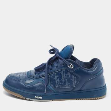 Pre Owned Dior Navy Blue Leather B27 Low Top Sneakers Size 42.5